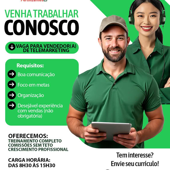 Codipa Fertilizantes Abre Vagas para Telemarketing
